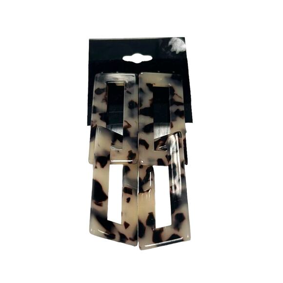 Unbranded Tortoise Rectangle Drop Earrings - Picture 1 of 4